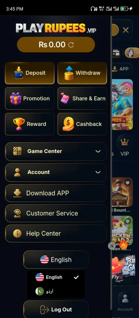 Register and Login on Play Rupees Game Apk